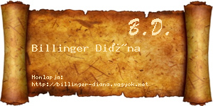 Billinger Diána névjegykártya